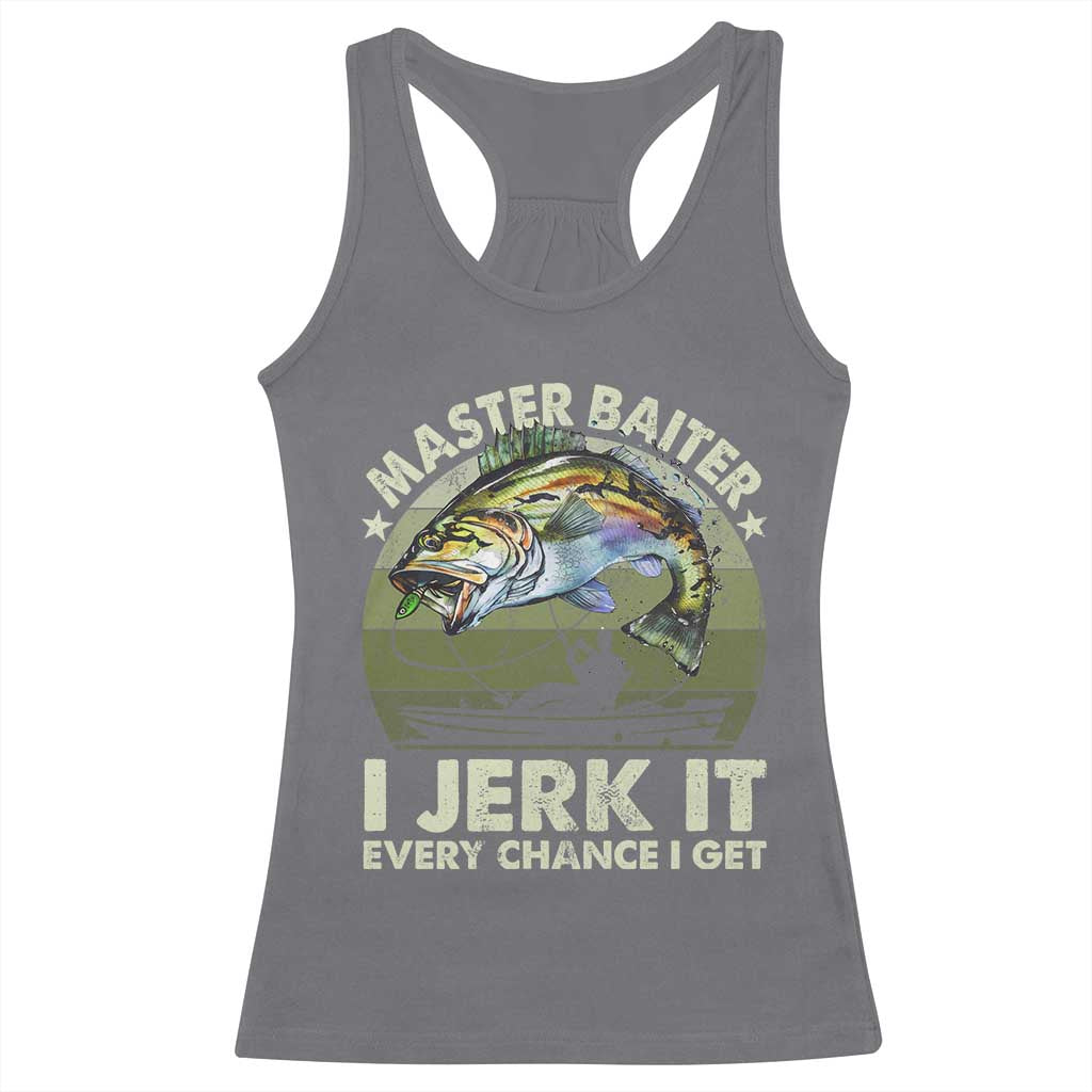 Retro Master Baiter Racerback Tank Top Funny Bass Fishing Fisher - Wonder Print Shop