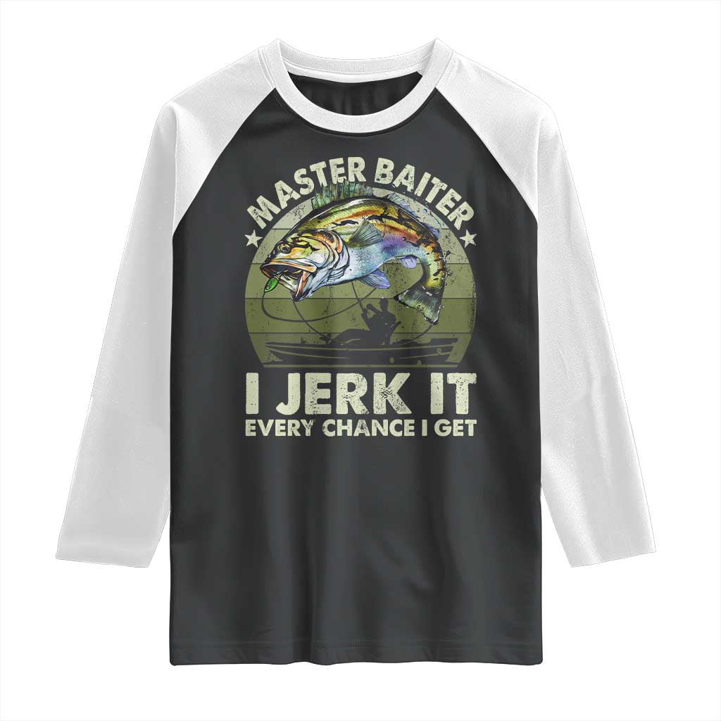 Retro Master Baiter Raglan Shirt Funny Bass Fishing Fisher - Wonder Print Shop