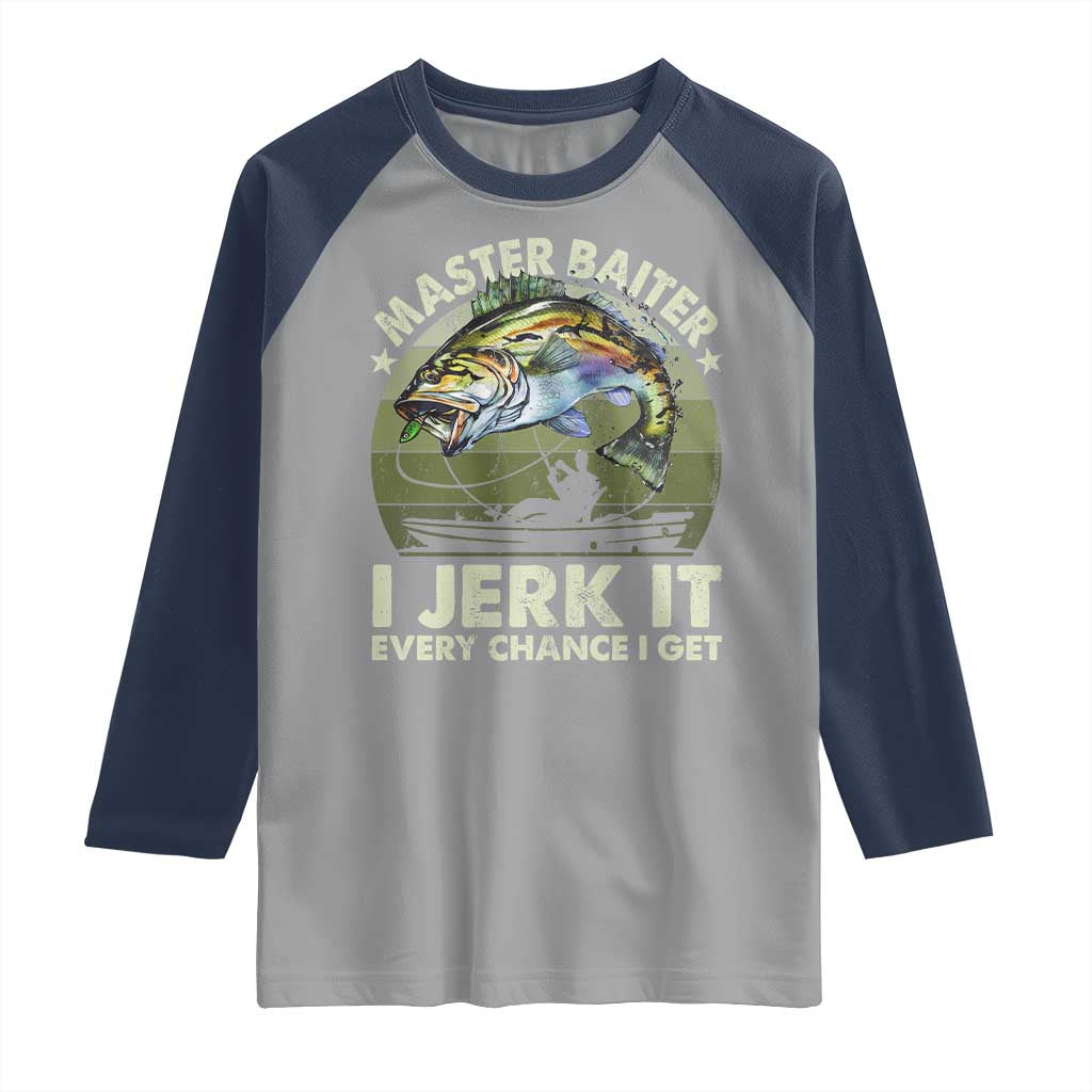 Retro Master Baiter Raglan Shirt Funny Bass Fishing Fisher - Wonder Print Shop