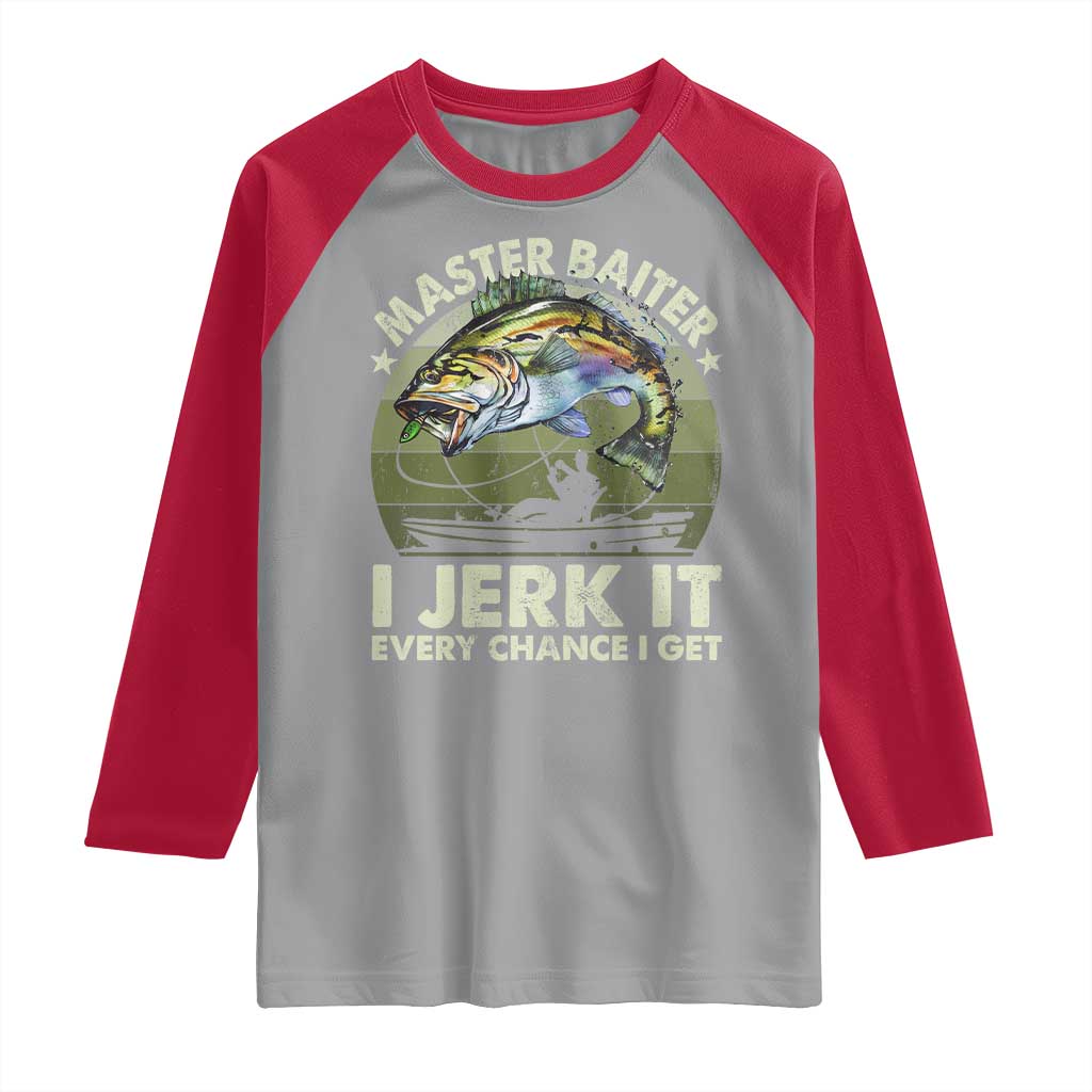 Retro Master Baiter Raglan Shirt Funny Bass Fishing Fisher - Wonder Print Shop