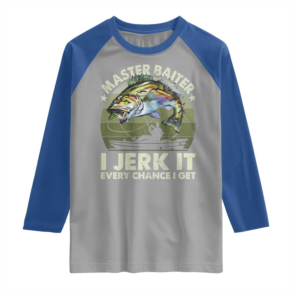 Retro Master Baiter Raglan Shirt Funny Bass Fishing Fisher - Wonder Print Shop
