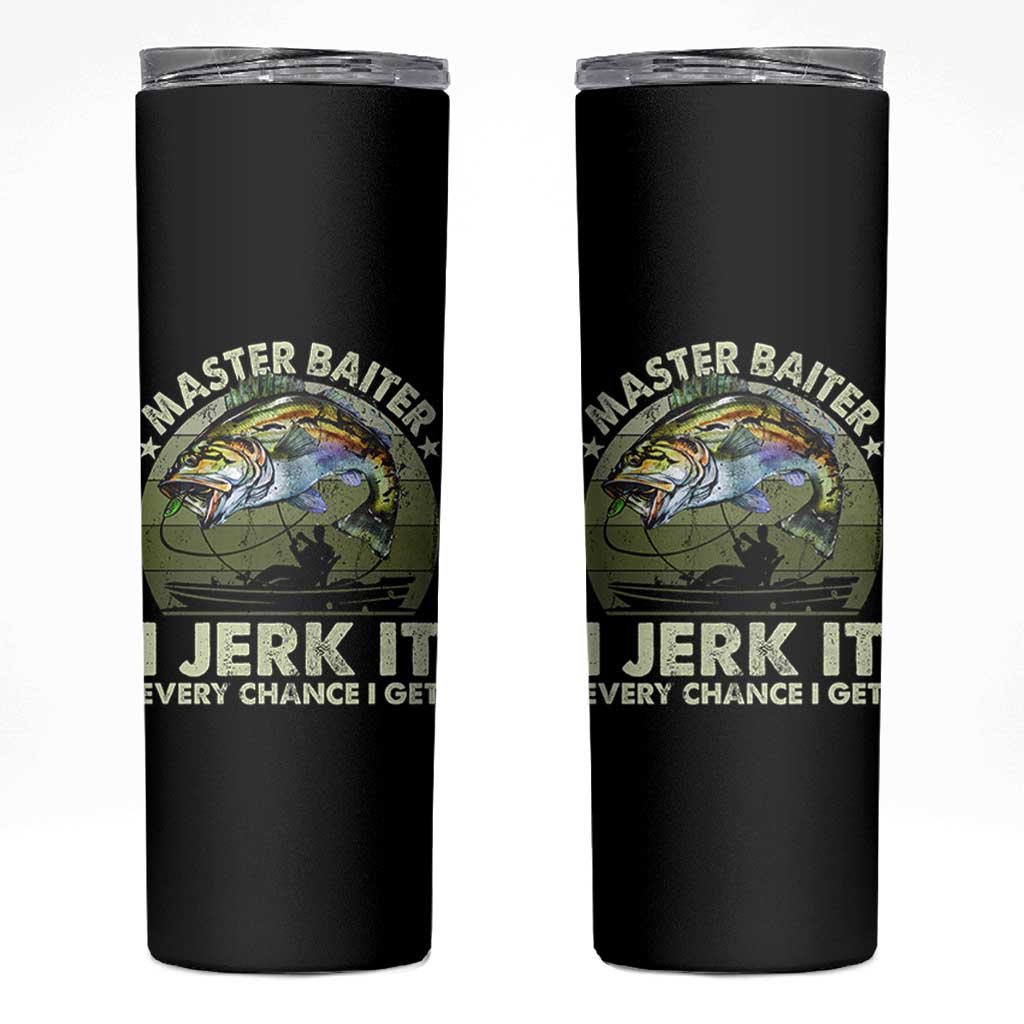 Retro Master Baiter Skinny Tumbler Funny Bass Fishing Fisher - Wonder Print Shop
