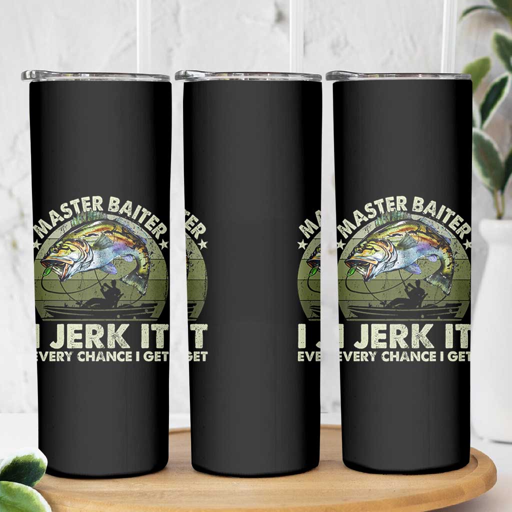 Retro Master Baiter Skinny Tumbler Funny Bass Fishing Fisher - Wonder Print Shop