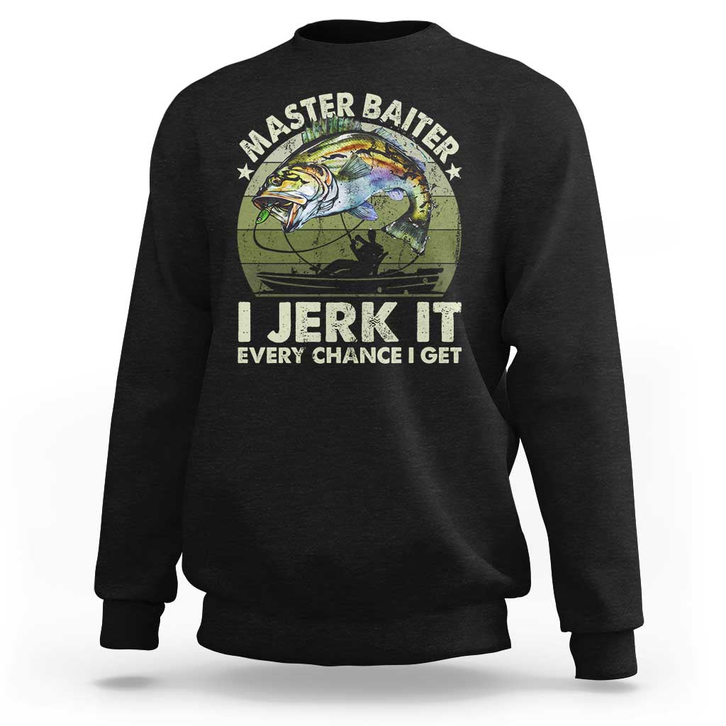 Retro Master Baiter Sweatshirt Funny Bass Fishing Fisher - Wonder Print Shop