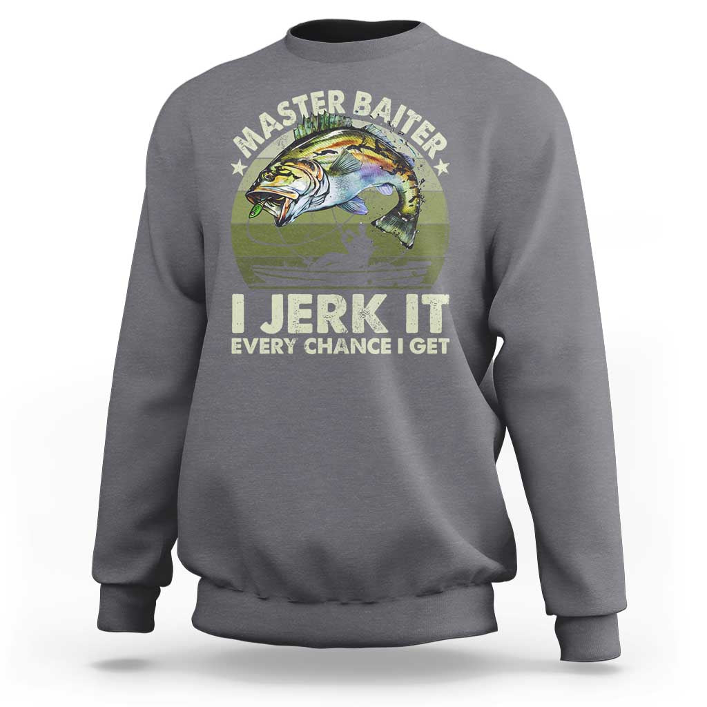 Retro Master Baiter Sweatshirt Funny Bass Fishing Fisher - Wonder Print Shop