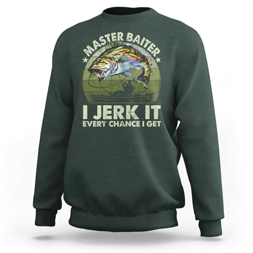 Retro Master Baiter Sweatshirt Funny Bass Fishing Fisher - Wonder Print Shop