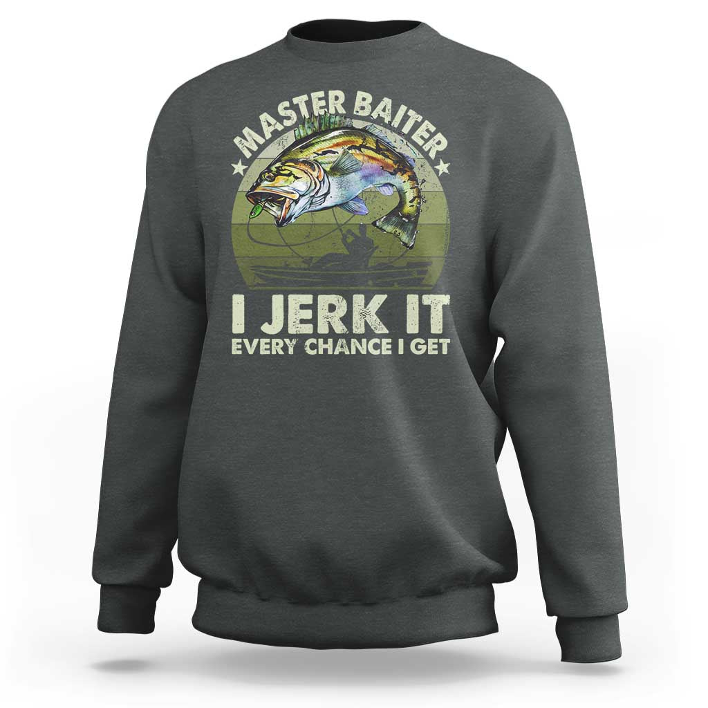 Retro Master Baiter Sweatshirt Funny Bass Fishing Fisher - Wonder Print Shop
