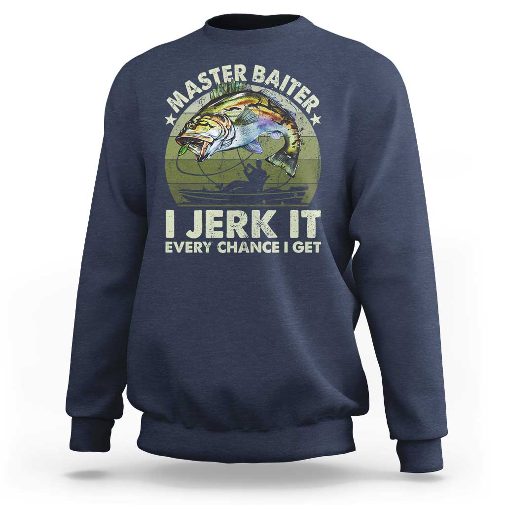 Retro Master Baiter Sweatshirt Funny Bass Fishing Fisher - Wonder Print Shop