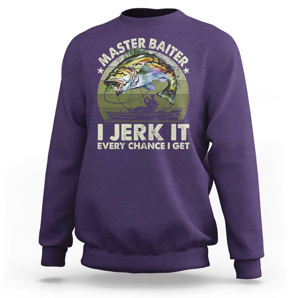 Retro Master Baiter Sweatshirt Funny Bass Fishing Fisher - Wonder Print Shop