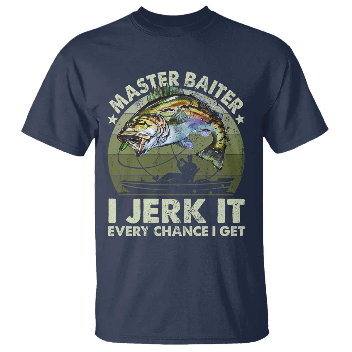 Retro Master Baiter T Shirt Funny Bass Fishing Fisher - Wonder Print Shop