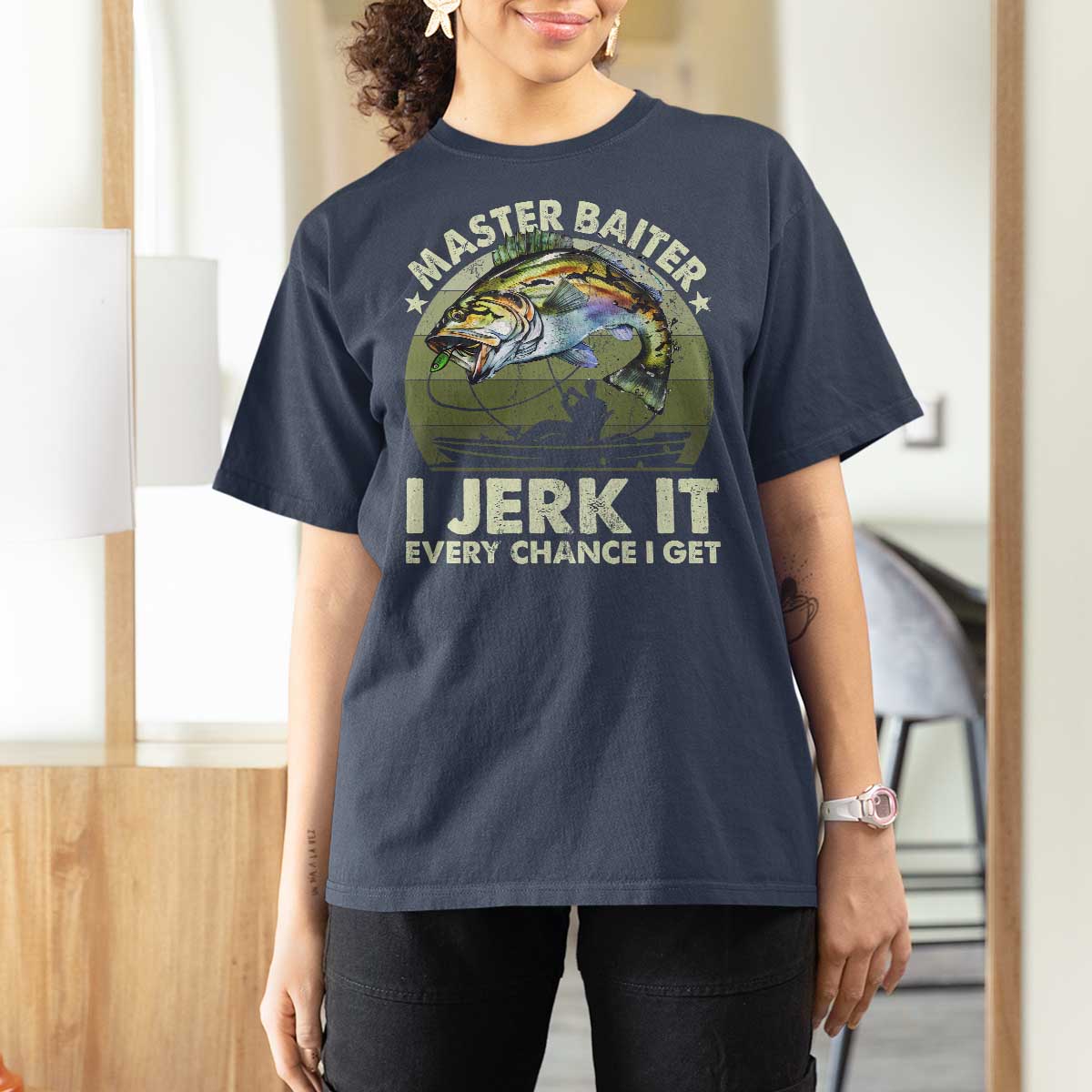 Retro Master Baiter T Shirt For Women Funny Bass Fishing Fisher - Wonder Print Shop