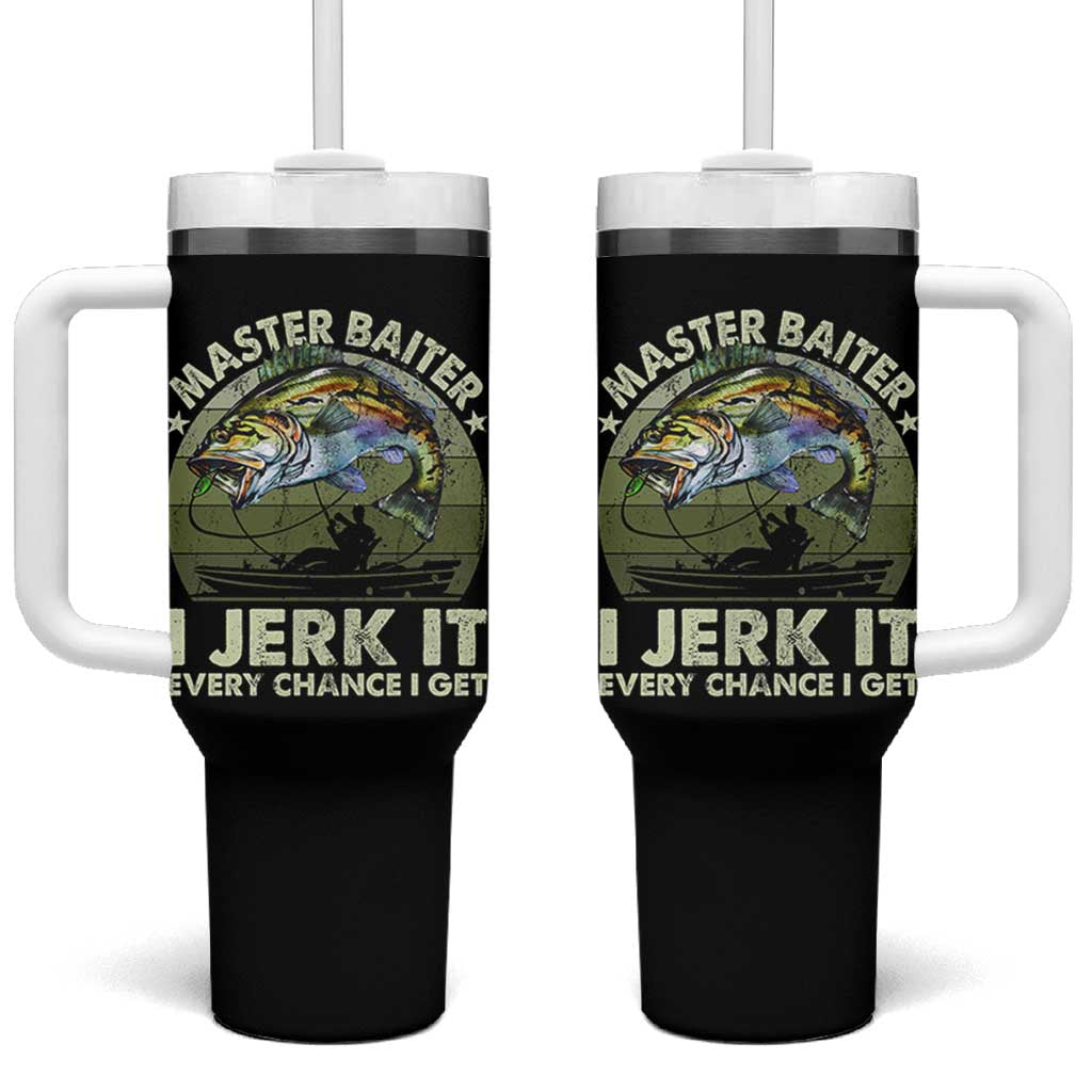 Retro Master Baiter Tumbler With Handle Funny Bass Fishing Fisher - Wonder Print Shop