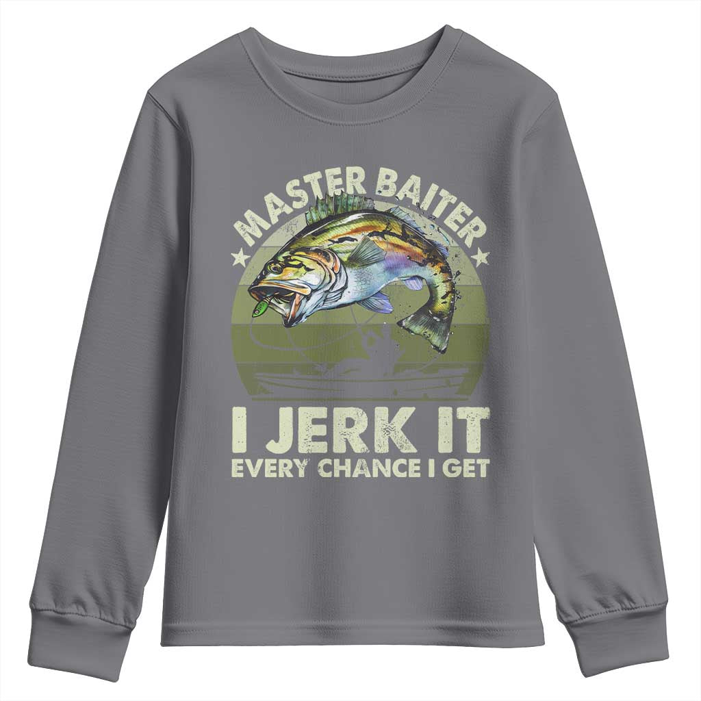 Retro Master Baiter Youth Sweatshirt Funny Bass Fishing Fisher - Wonder Print Shop