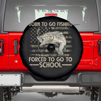 Born To Go Fishing Spare Tire Cover Forced School Fisherman Camouflage US Flag - Wonder Print Shop