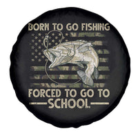 Born To Go Fishing Spare Tire Cover Forced School Fisherman Camouflage US Flag - Wonder Print Shop