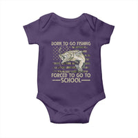 Born To Go Fishing Baby Onesie Forced School Fisherman Camouflage US Flag - Wonder Print Shop