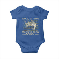 Born To Go Fishing Baby Onesie Forced School Fisherman Camouflage US Flag - Wonder Print Shop
