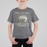 Born To Go Fishing T Shirt For Kid Forced School Fisherman Camouflage US Flag - Wonder Print Shop