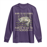 Born To Go Fishing Long Sleeve Shirt Forced School Fisherman Camouflage US Flag - Wonder Print Shop