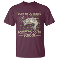 Born To Go Fishing T Shirt Forced School Fisherman Camouflage US Flag - Wonder Print Shop