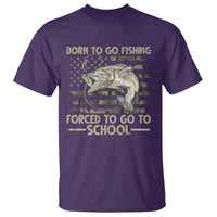 Born To Go Fishing T Shirt Forced School Fisherman Camouflage US Flag - Wonder Print Shop