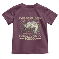 Born To Go Fishing Toddler T Shirt Forced School Fisherman Camouflage US Flag - Wonder Print Shop