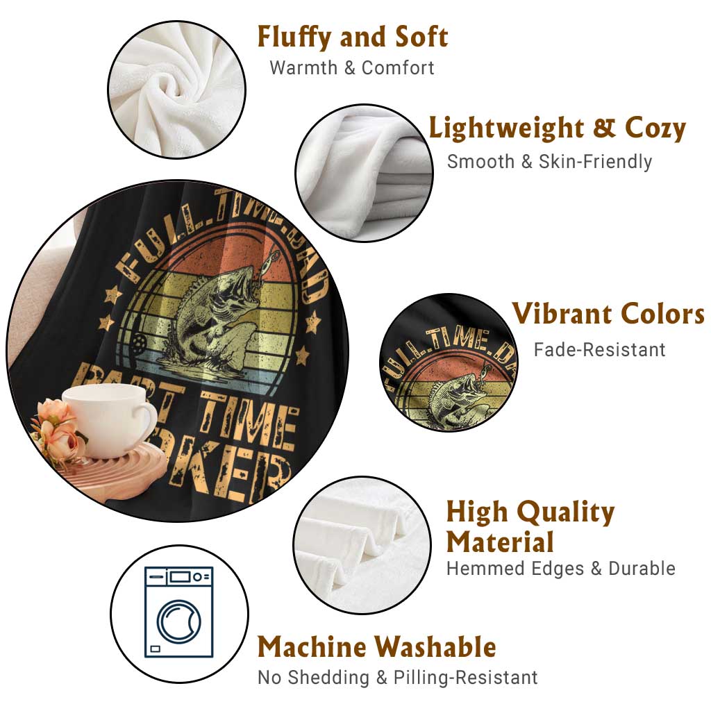 Funny Fishing Dad Throw Blanket Part Time Hooker Bass Fish Dad Dirty Adult Joke - Wonder Print Shop