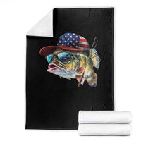 Funny Fishing American Flag Throw Blanket Patriotic Fisherman Family Gift - Wonder Print Shop
