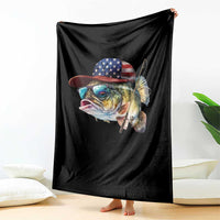 Funny Fishing American Flag Throw Blanket Patriotic Fisherman Family Gift - Wonder Print Shop
