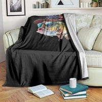 Funny Fishing American Flag Throw Blanket Patriotic Fisherman Family Gift - Wonder Print Shop