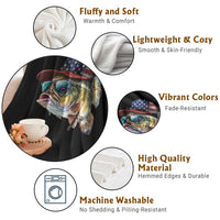 Funny Fishing American Flag Throw Blanket Patriotic Fisherman Family Gift - Wonder Print Shop