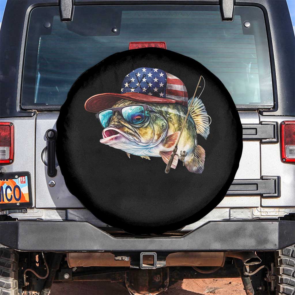 Funny Fishing American Flag Spare Tire Cover Patriotic Fisherman Family Gift - Wonder Print Shop