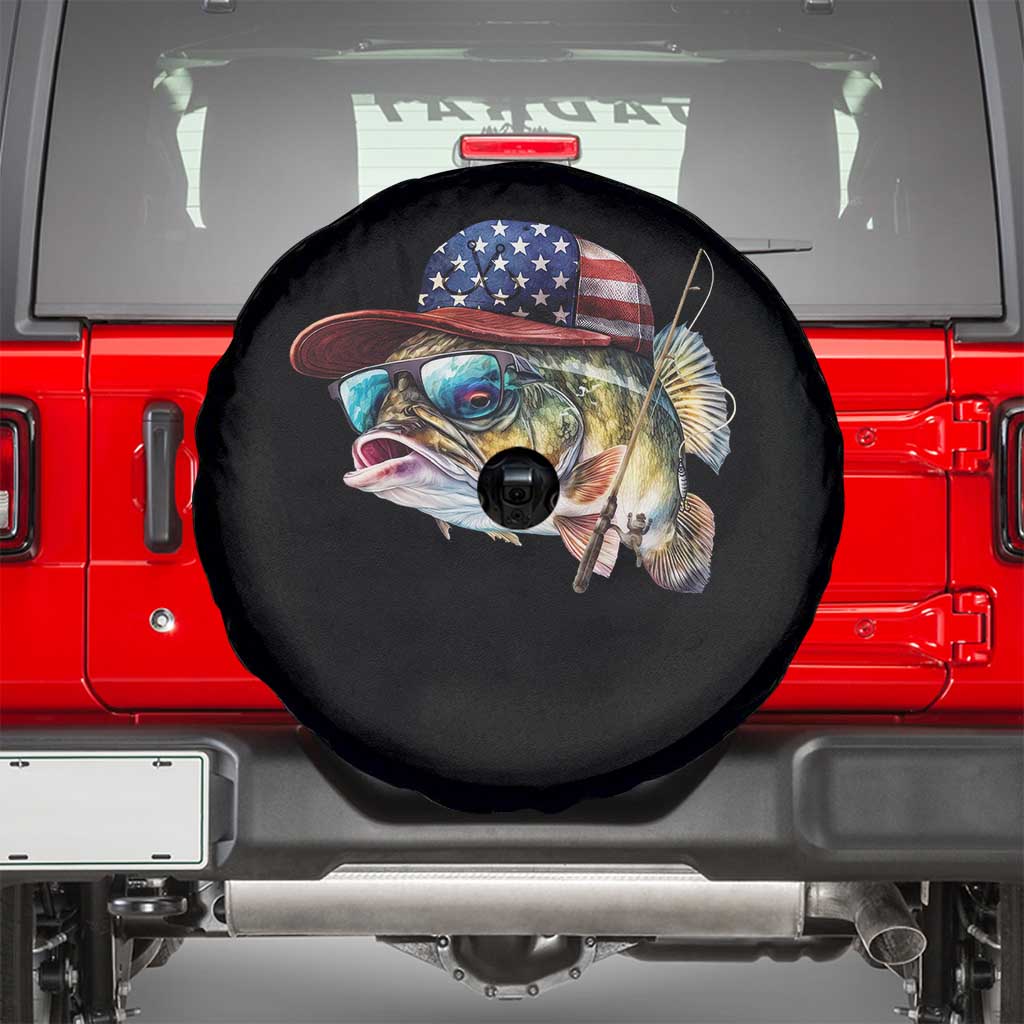 Funny Fishing American Flag Spare Tire Cover Patriotic Fisherman Family Gift - Wonder Print Shop