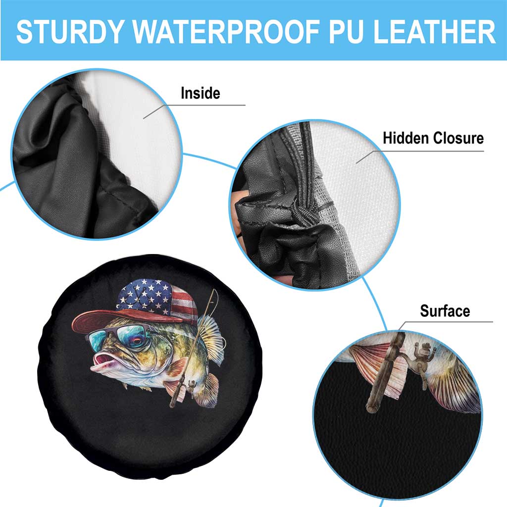 Funny Fishing American Flag Spare Tire Cover Patriotic Fisherman Family Gift - Wonder Print Shop