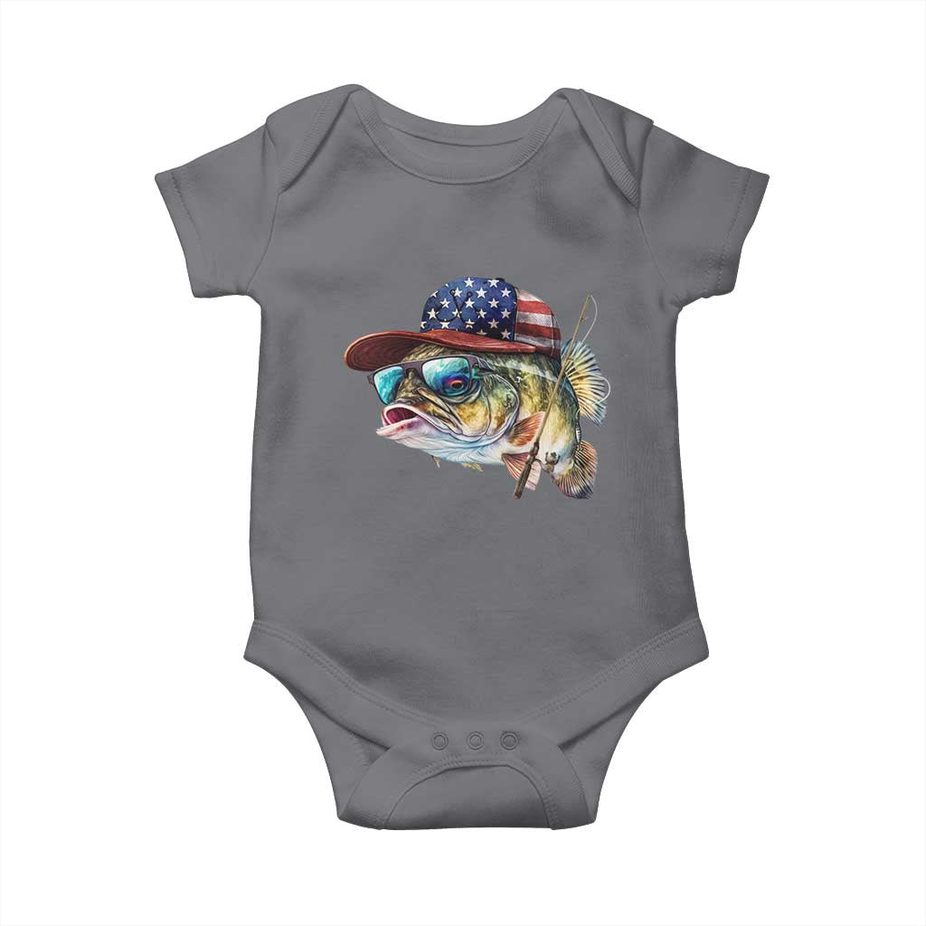 Funny Fishing American Flag Baby Onesie Patriotic Fisherman Family Gift - Wonder Print Shop