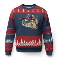 Funny Fishing American Flag Ugly Christmas Sweater Patriotic Fisherman Family Gift - Wonder Print Shop