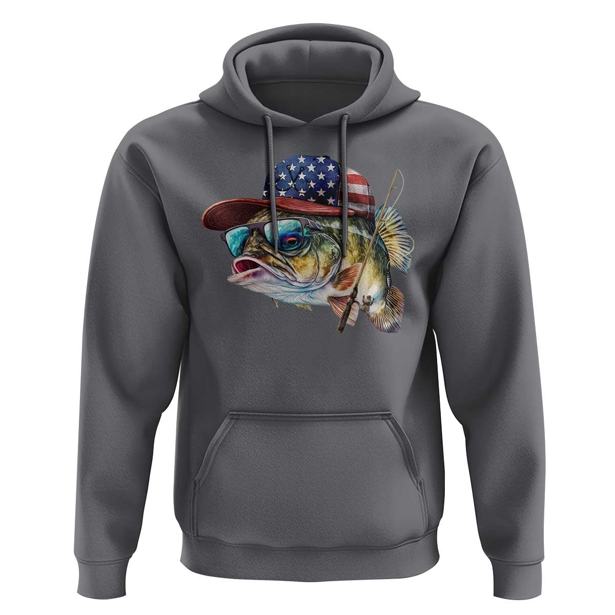 Funny Fishing American Flag Hoodie Patriotic Fisherman Family Gift - Wonder Print Shop