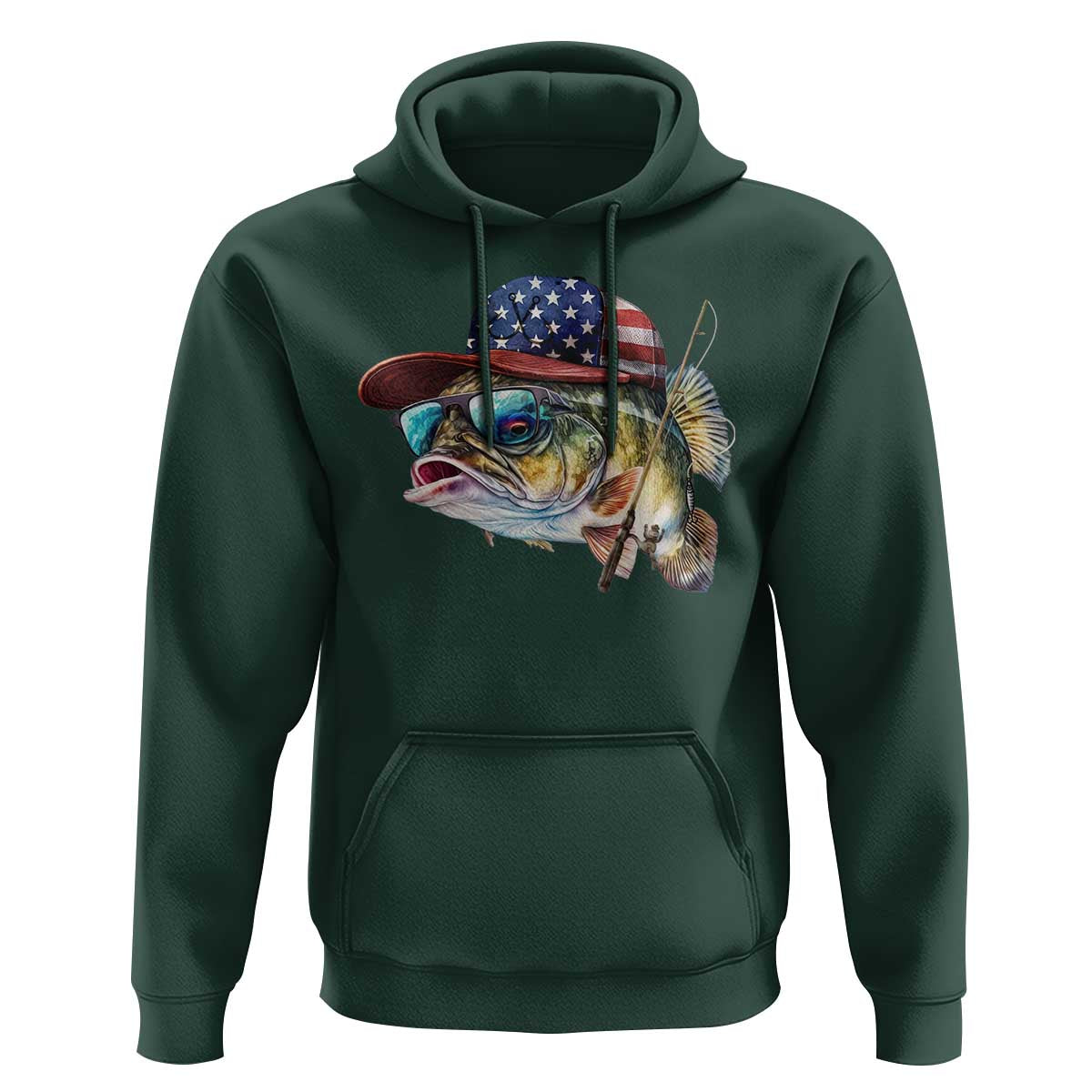 Funny Fishing American Flag Hoodie Patriotic Fisherman Family Gift - Wonder Print Shop