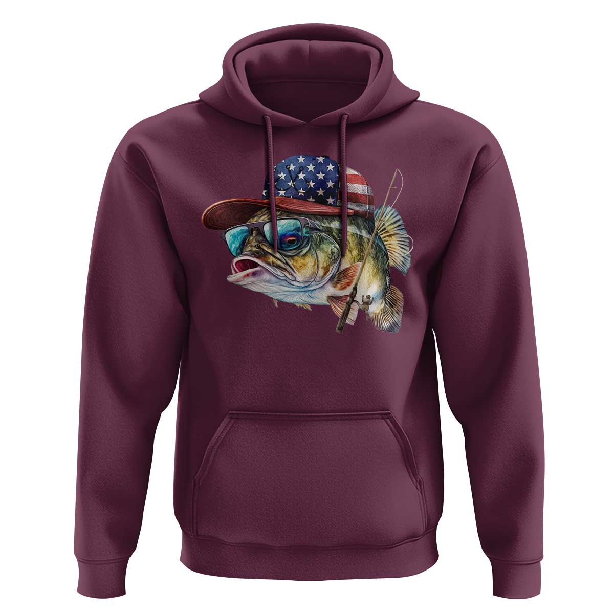 Funny Fishing American Flag Hoodie Patriotic Fisherman Family Gift - Wonder Print Shop