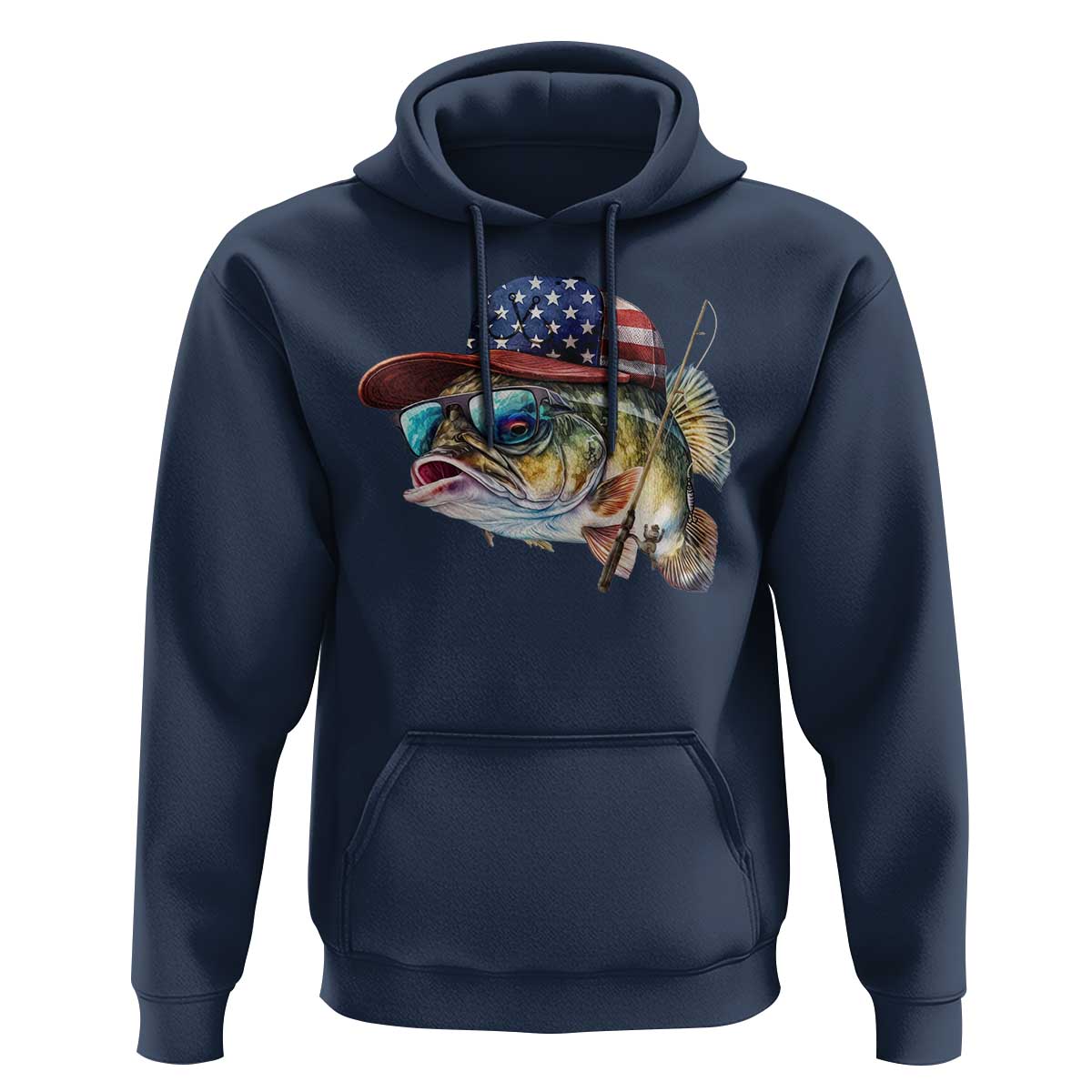 Funny Fishing American Flag Hoodie Patriotic Fisherman Family Gift - Wonder Print Shop