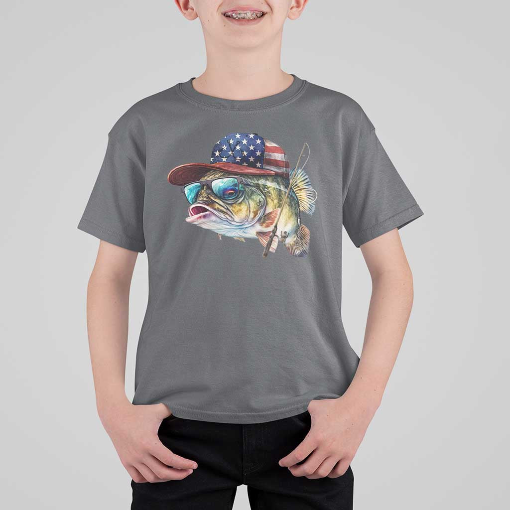 Funny Fishing American Flag T Shirt For Kid Patriotic Fisherman Family Gift - Wonder Print Shop