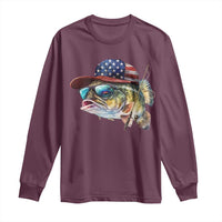 Funny Fishing American Flag Long Sleeve Shirt Patriotic Fisherman Family Gift - Wonder Print Shop