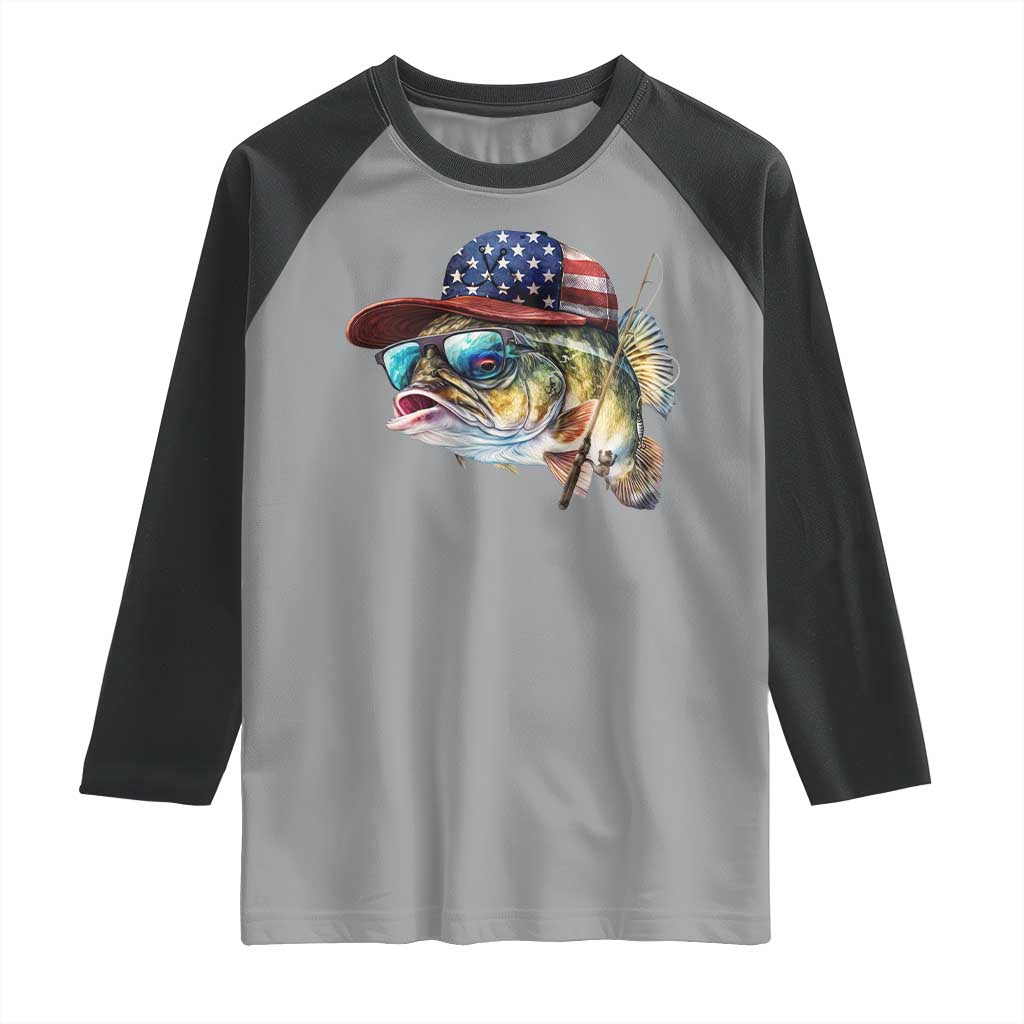 Funny Fishing American Flag Raglan Shirt Patriotic Fisherman Family Gift - Wonder Print Shop
