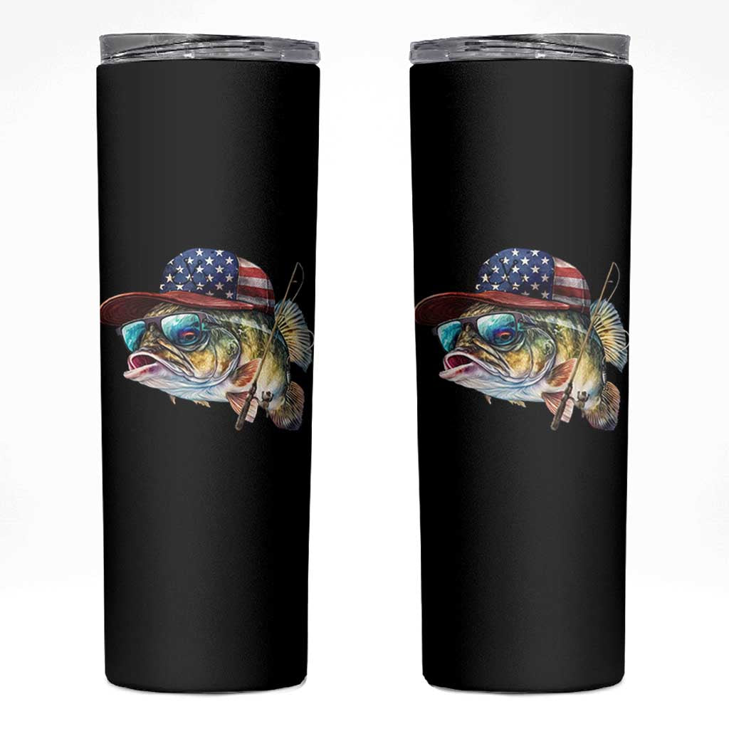Funny Fishing American Flag Skinny Tumbler Patriotic Fisherman Family Gift - Wonder Print Shop