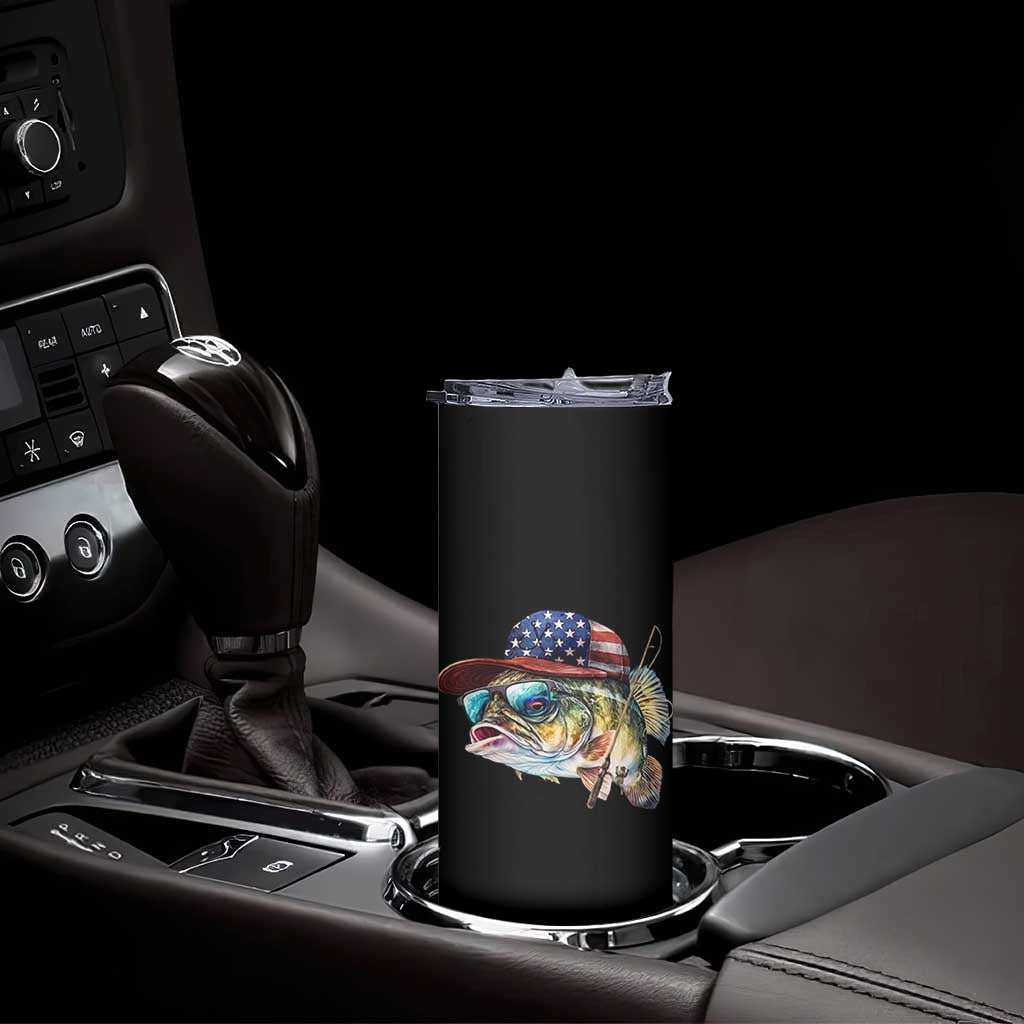Funny Fishing American Flag Skinny Tumbler Patriotic Fisherman Family Gift - Wonder Print Shop