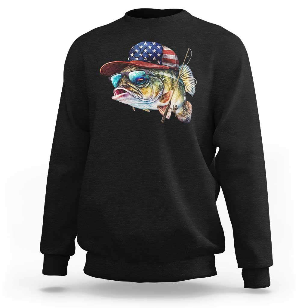 Funny Fishing American Flag Sweatshirt Patriotic Fisherman Family Gift - Wonder Print Shop