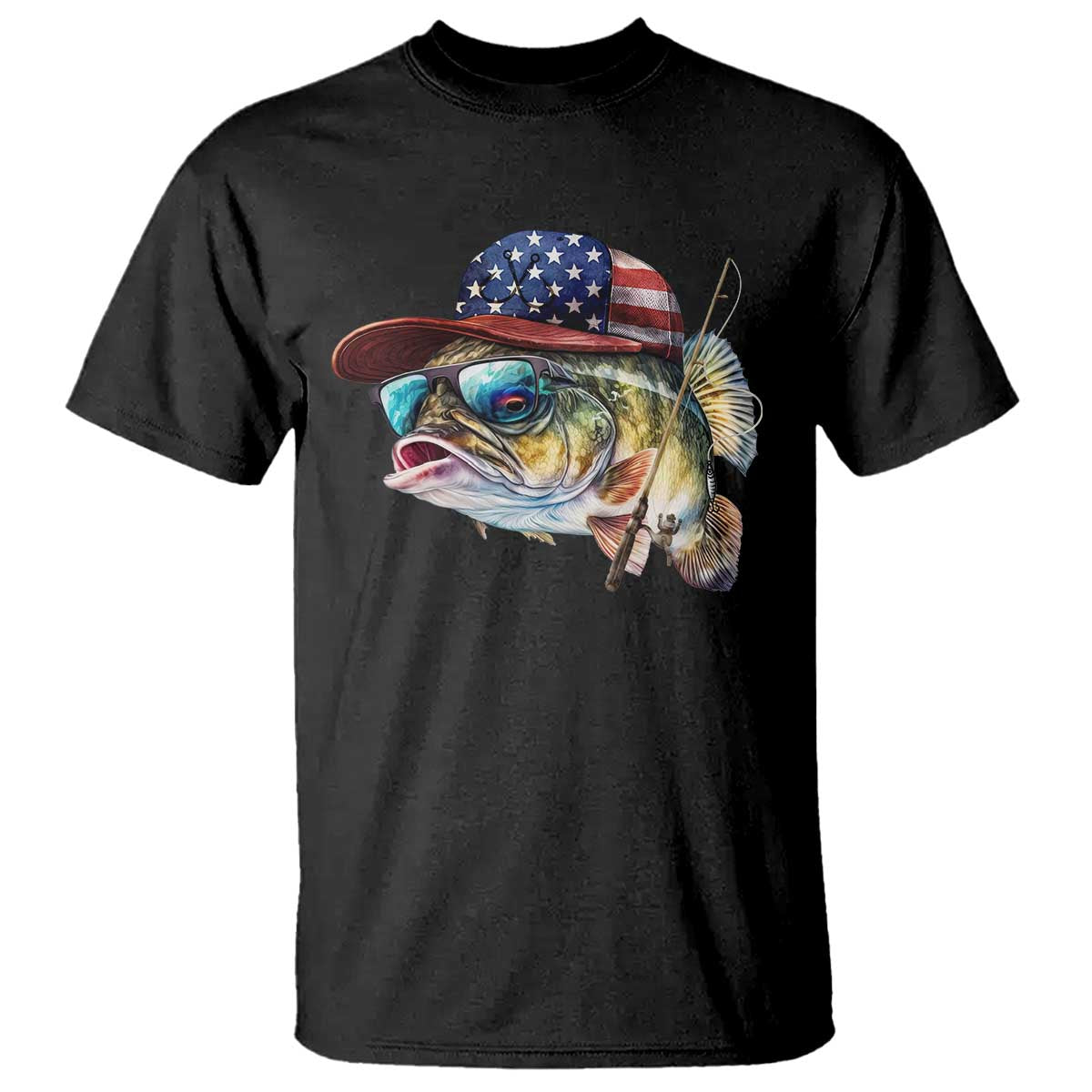 Funny Fishing American Flag T Shirt Patriotic Fisherman Family Gift - Wonder Print Shop