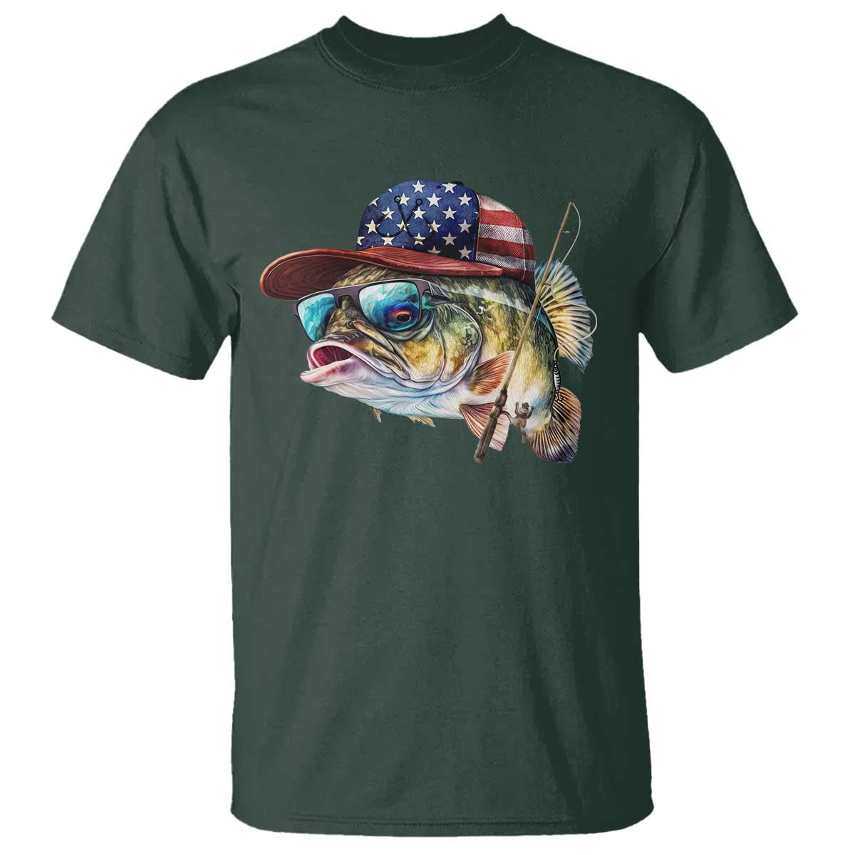 Funny Fishing American Flag T Shirt Patriotic Fisherman Family Gift - Wonder Print Shop