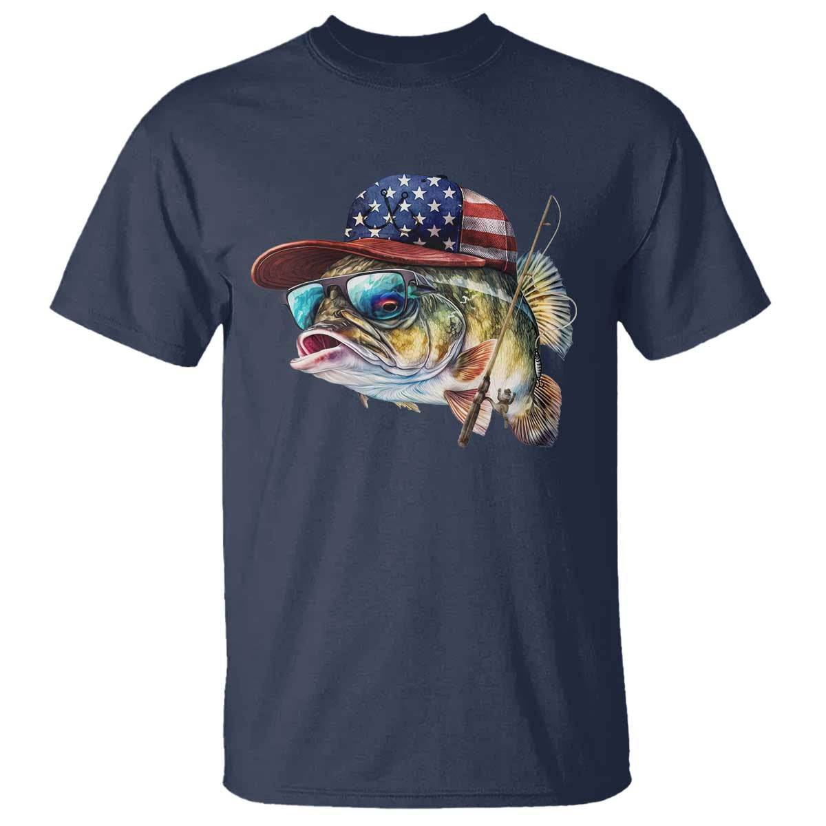 Funny Fishing American Flag T Shirt Patriotic Fisherman Family Gift - Wonder Print Shop