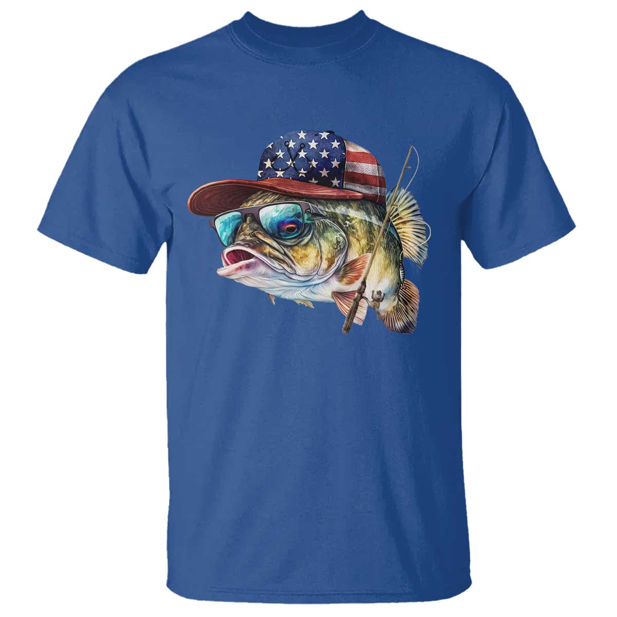 Funny Fishing American Flag T Shirt Patriotic Fisherman Family Gift - Wonder Print Shop